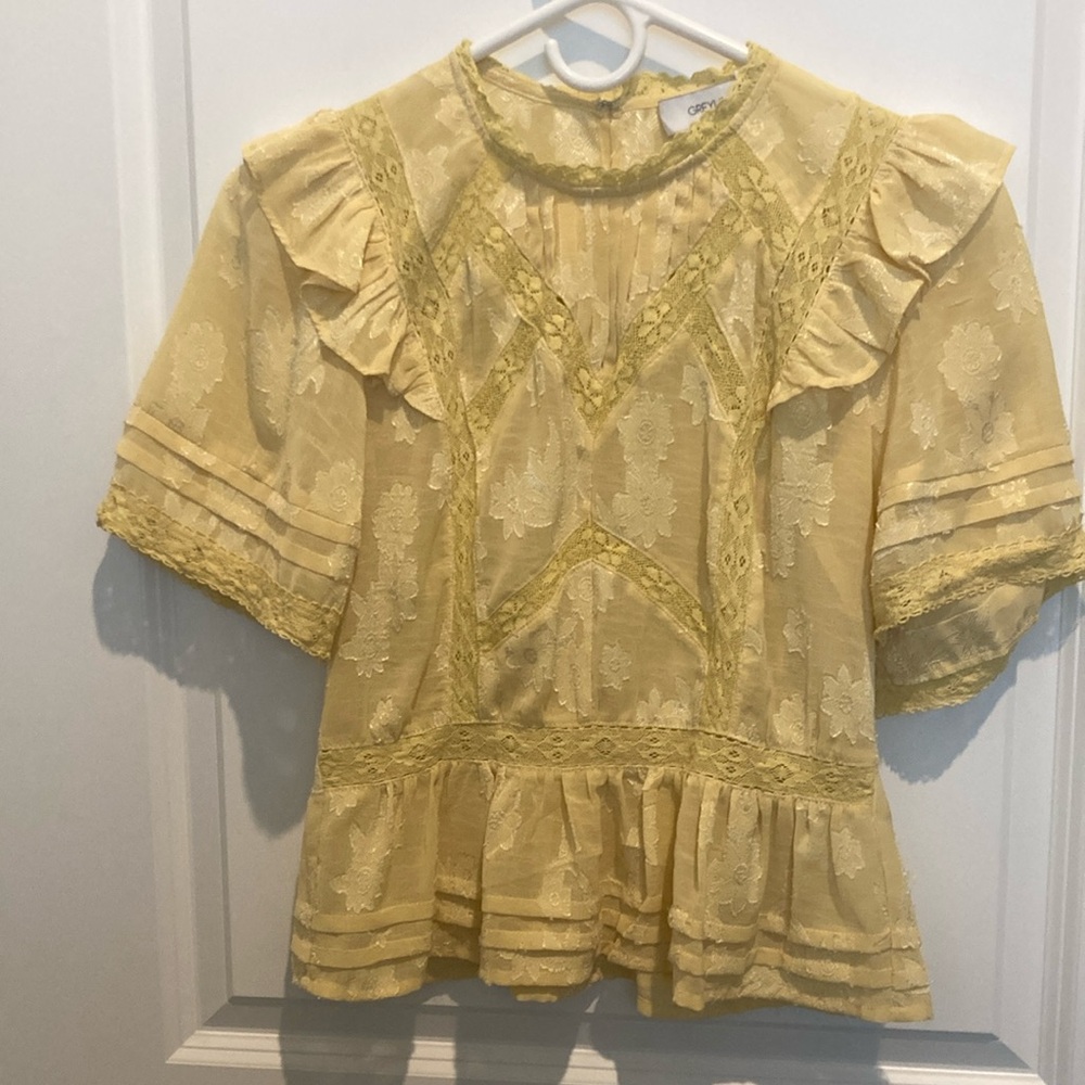 Greylin Yellow Lace Blouse